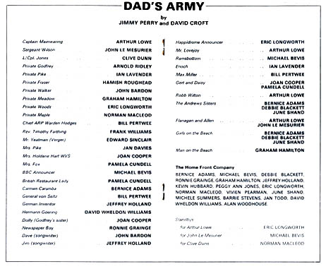 Dad's Army theatre programme and cast list starring Arthur Lowe, John le Mesurier, Clive Dunn, Ian Lavender, Bill Pertwee, 