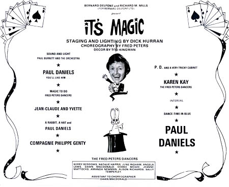 Paul Daniels - It's Magic theatre programme and cast list starring Paul Daniels