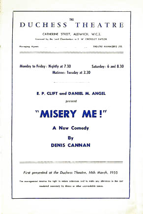 Misery Me theatre poster - Duchess Theatre