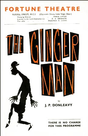 The Ginger Man theatre poster - Fortune Theatre starring Richard Harris, Ronald Fraser, Wendy Craig, Isabel Dean