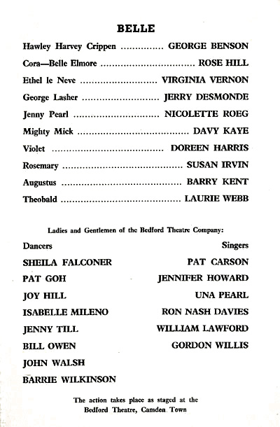 Belle cast list starring George Benson, Rose Hill, Davy Kaye