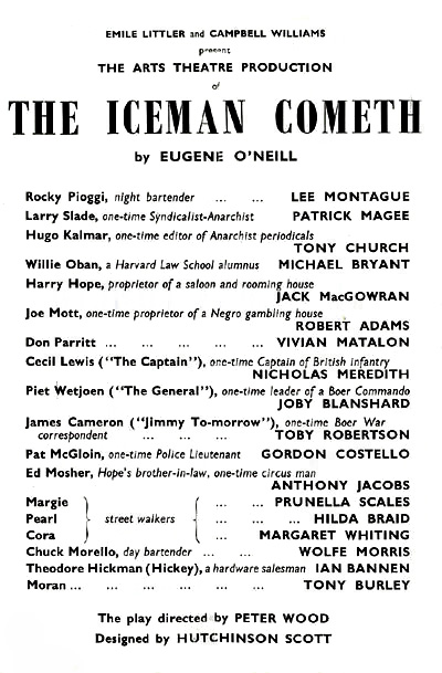 The Iceman Cometh cast list - starring Lee Montague, Patrick Magee, 