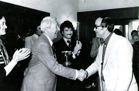 Edward Heath giving trophy to Richard Mills