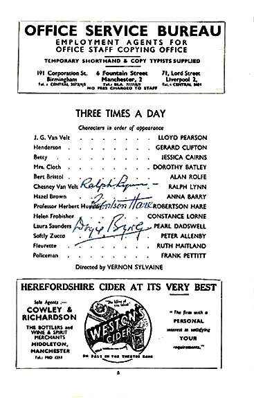 Three Times a Day cast list - starring Robertson Hare, Ralph Lynn